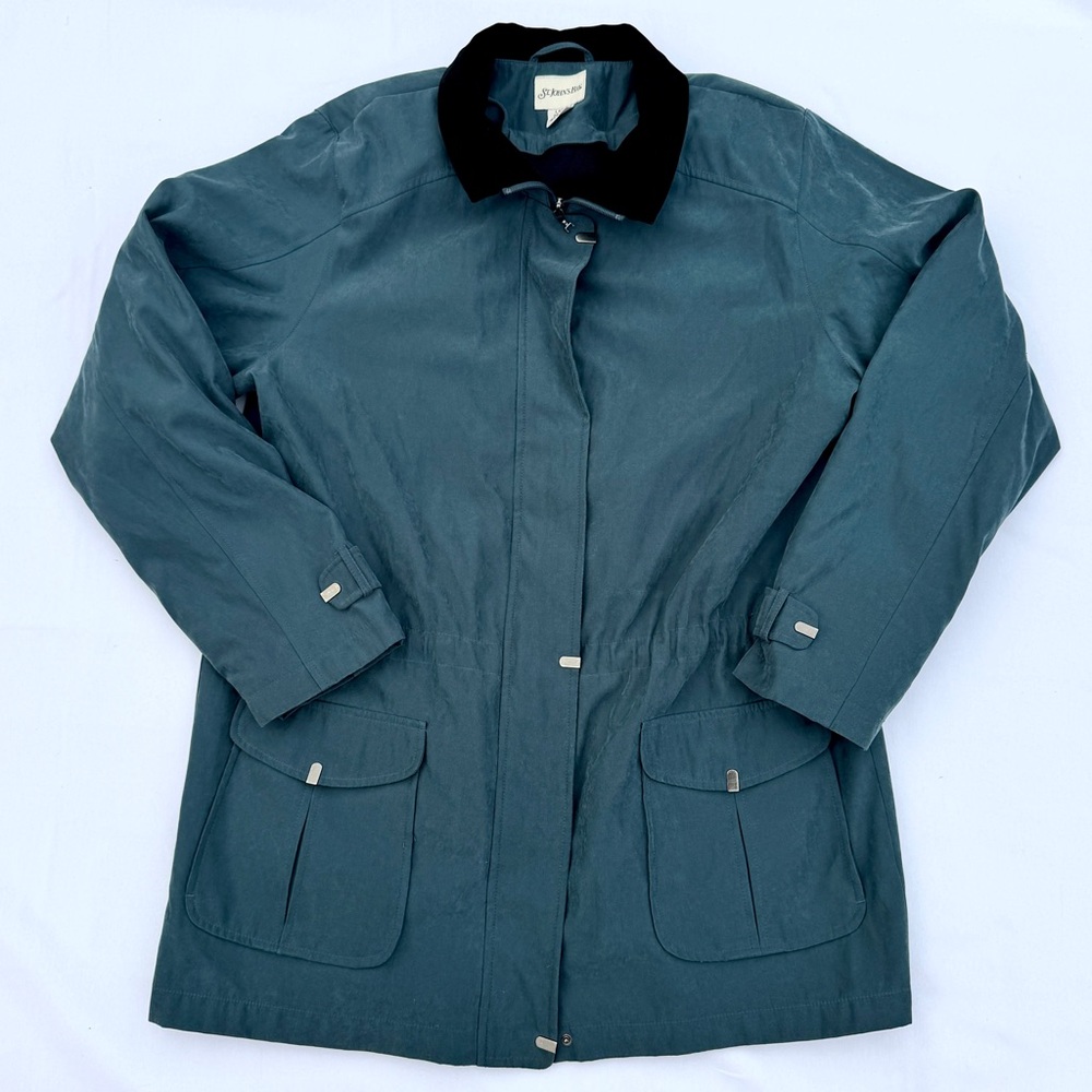 St. John’s Bay Women’s Teal Utility Jacket Coat Size Large Fleece Lined Zip Up